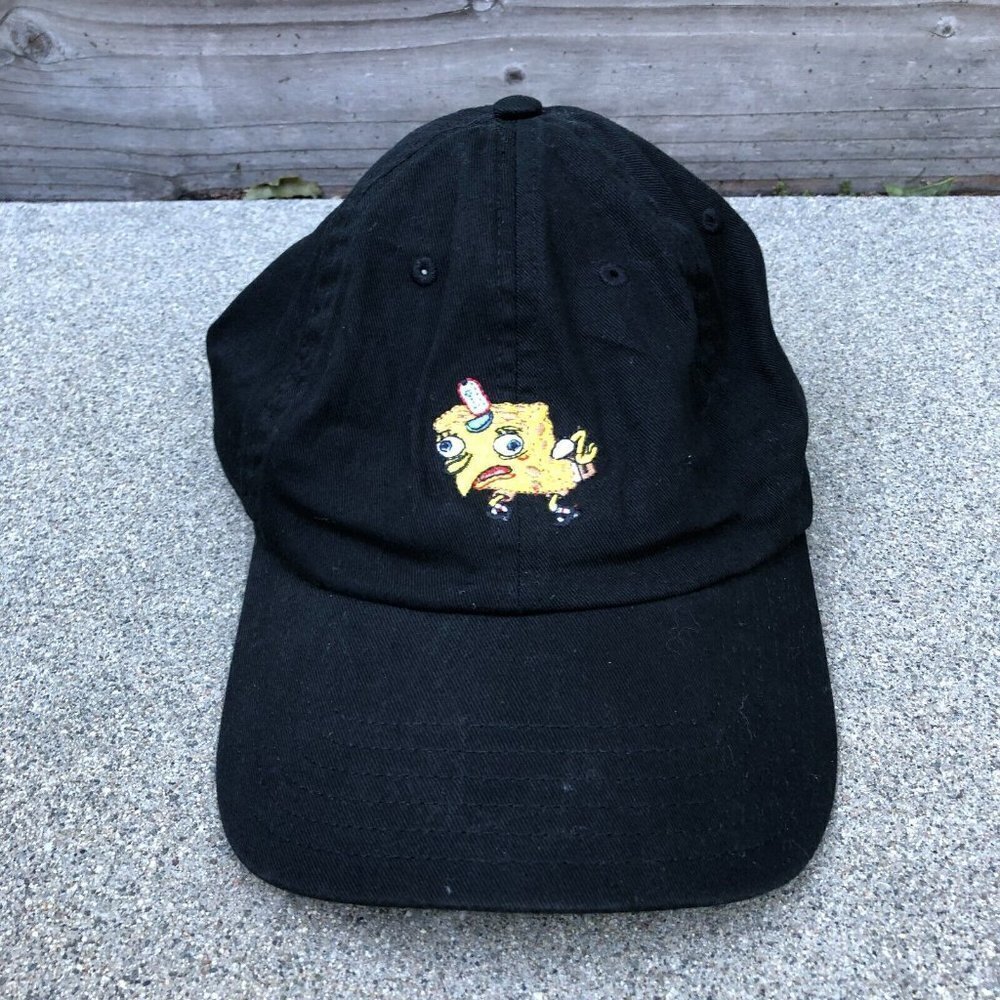 Vintage NICKELODEON SPONGEBOB SQUAREPANTS Dad Hat Adult Black Adjustable…​​